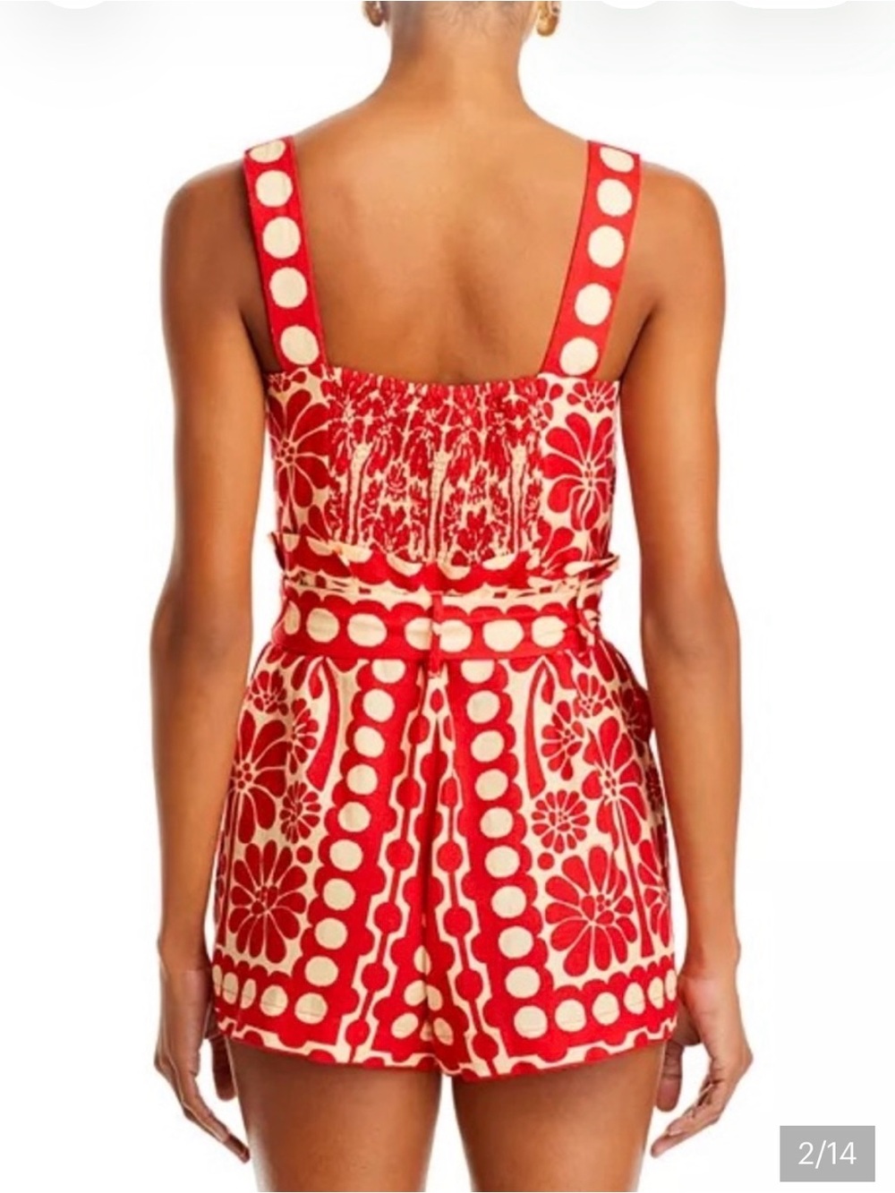 FARM Rio Red and Cream Floral Belted Romper - Picture 2 of 4